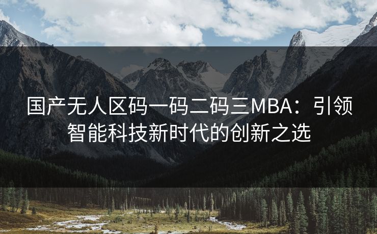 国产无人区码一码二码三MBA：引领智能科技新时代的创新之选