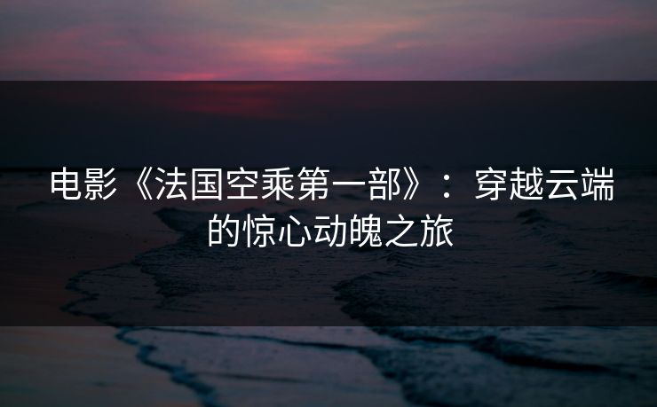 电影《法国空乘第一部》：穿越云端的惊心动魄之旅
