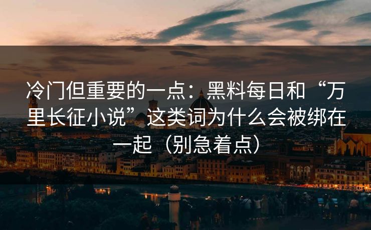 冷门但重要的一点：黑料每日和“万里长征小说”这类词为什么会被绑在一起（别急着点）